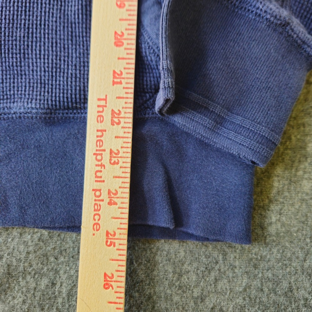 POLO RALPH LAUREN Washed Navy Waffle Knit Thermal Hoodie L Red Pony Preppy - Picture 4 of 9